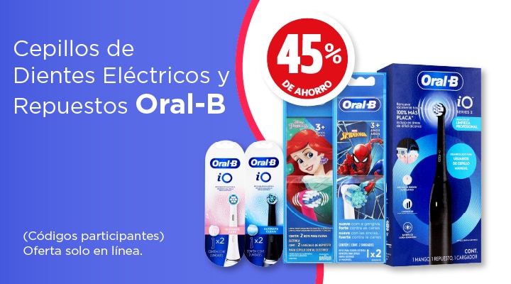 Cepillos de dientes el&eacute;ctricos y repuestos Oral-B 45% de ahorro